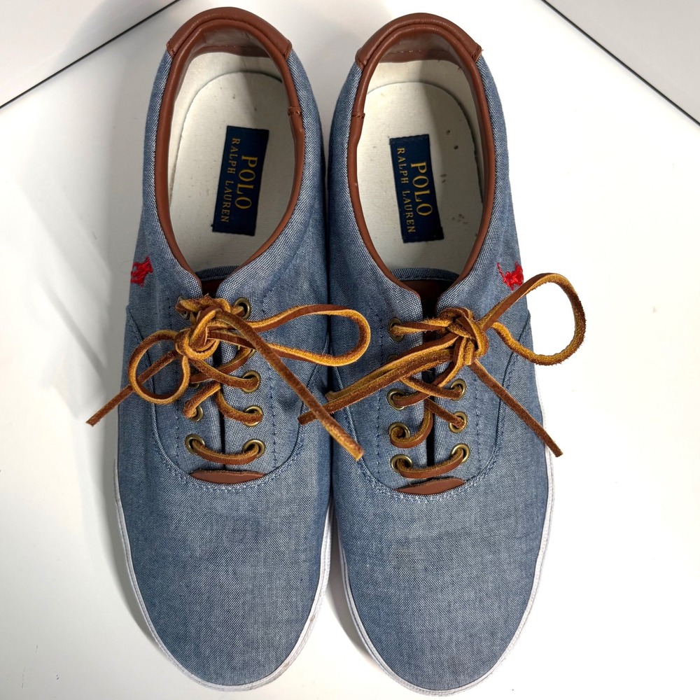 Polo Ralph Lauren Men's Light Blue Canvas Vaughn Sneaker in‎ Size 11